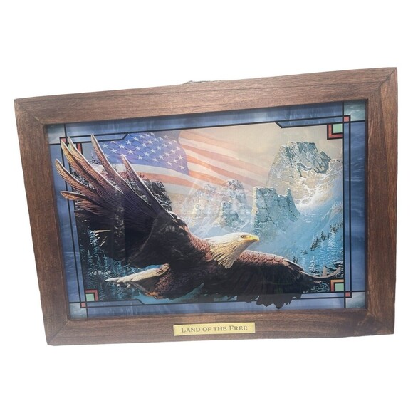 Ted Blaylock Stained Glass Eagle "Land Of The Free" Self Illuminating Numbered - Picture 1 of 12